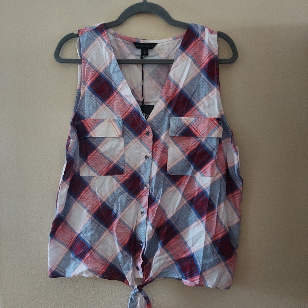 Plaid V neck multi color tank